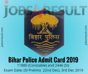 Bihar Police Admit Card 2020