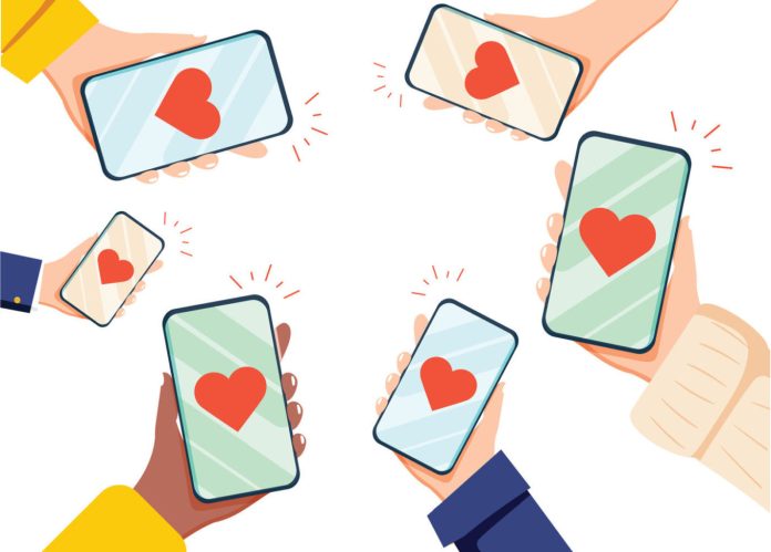 Valentine Day Gift Card Holiday Love Hands Hold Cell Smart Phone